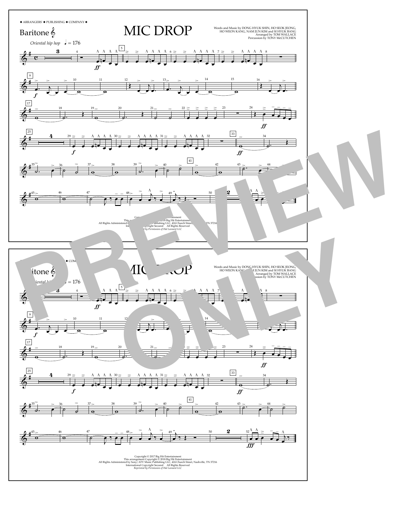 Tom Wallace Mic Drop - Baritone T.C. Sheet Music Notes & Chords for Marching Band - Download or Print PDF