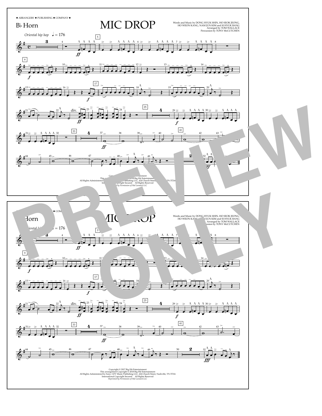 Tom Wallace Mic Drop - Bb Horn Sheet Music Notes & Chords for Marching Band - Download or Print PDF