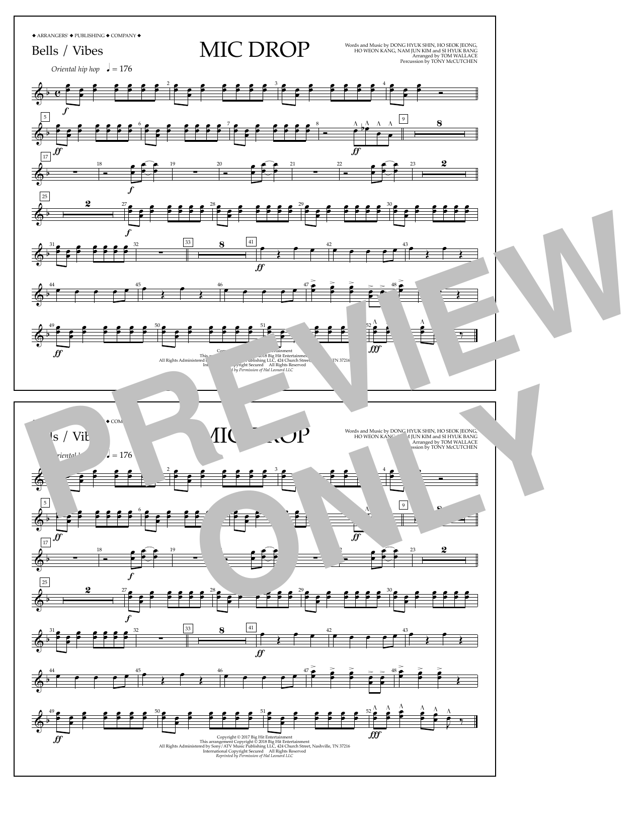 Tom Wallace Mic Drop - Bells/Vibes Sheet Music Notes & Chords for Marching Band - Download or Print PDF