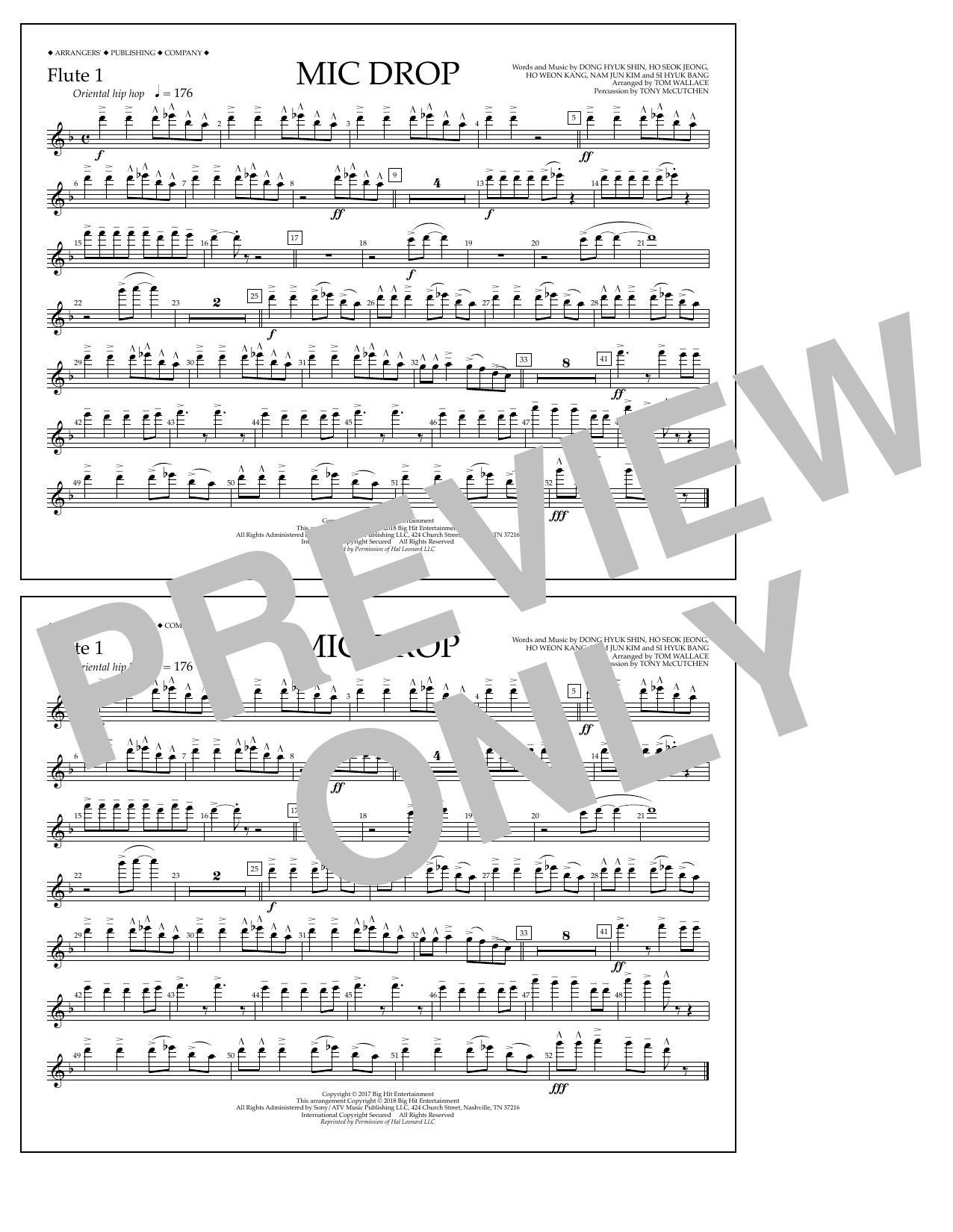 Tom Wallace Mic Drop - Flute 1 Sheet Music Notes & Chords for Marching Band - Download or Print PDF