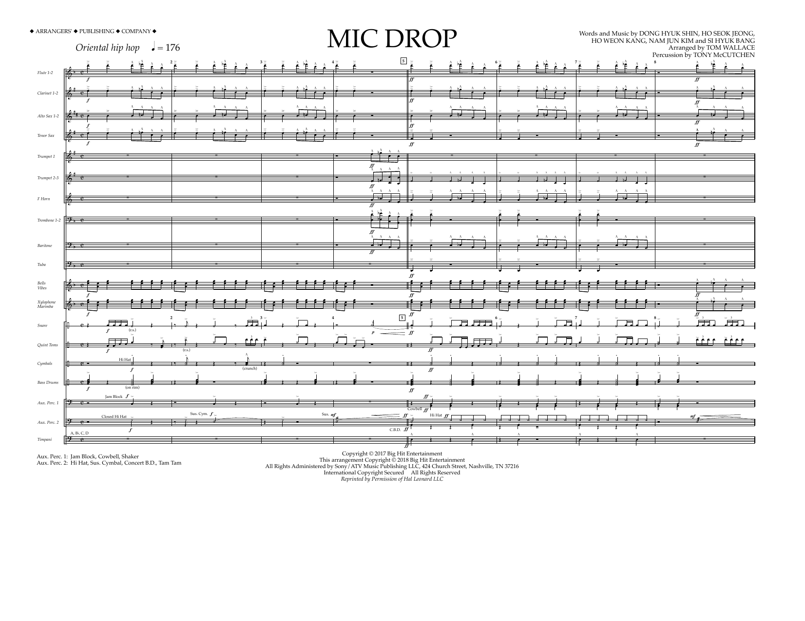 Tom Wallace Mic Drop - Full Score Sheet Music Notes & Chords for Marching Band - Download or Print PDF