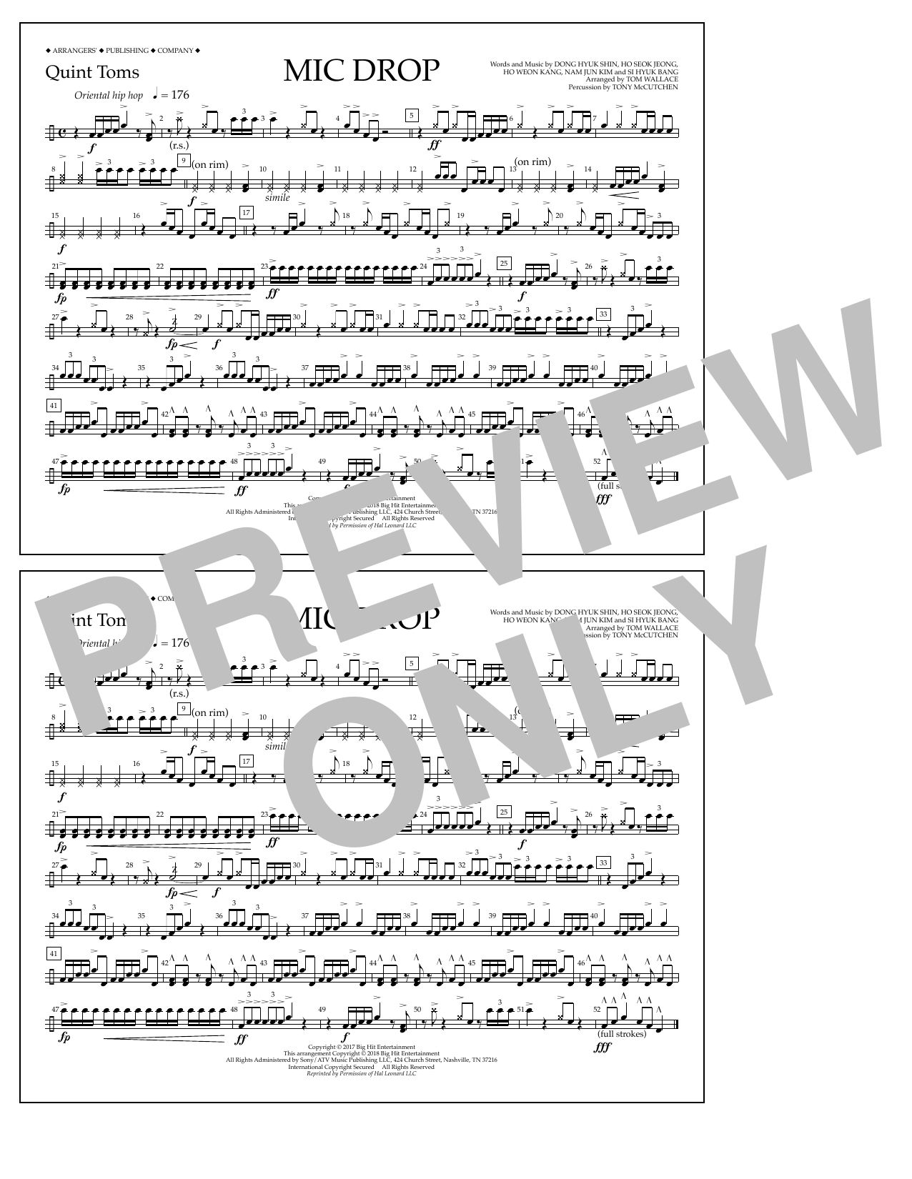 Tom Wallace Mic Drop - Quint-Toms Sheet Music Notes & Chords for Marching Band - Download or Print PDF