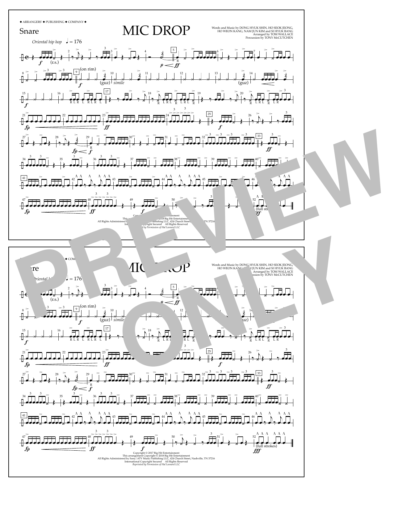Tom Wallace Mic Drop - Snare Sheet Music Notes & Chords for Marching Band - Download or Print PDF