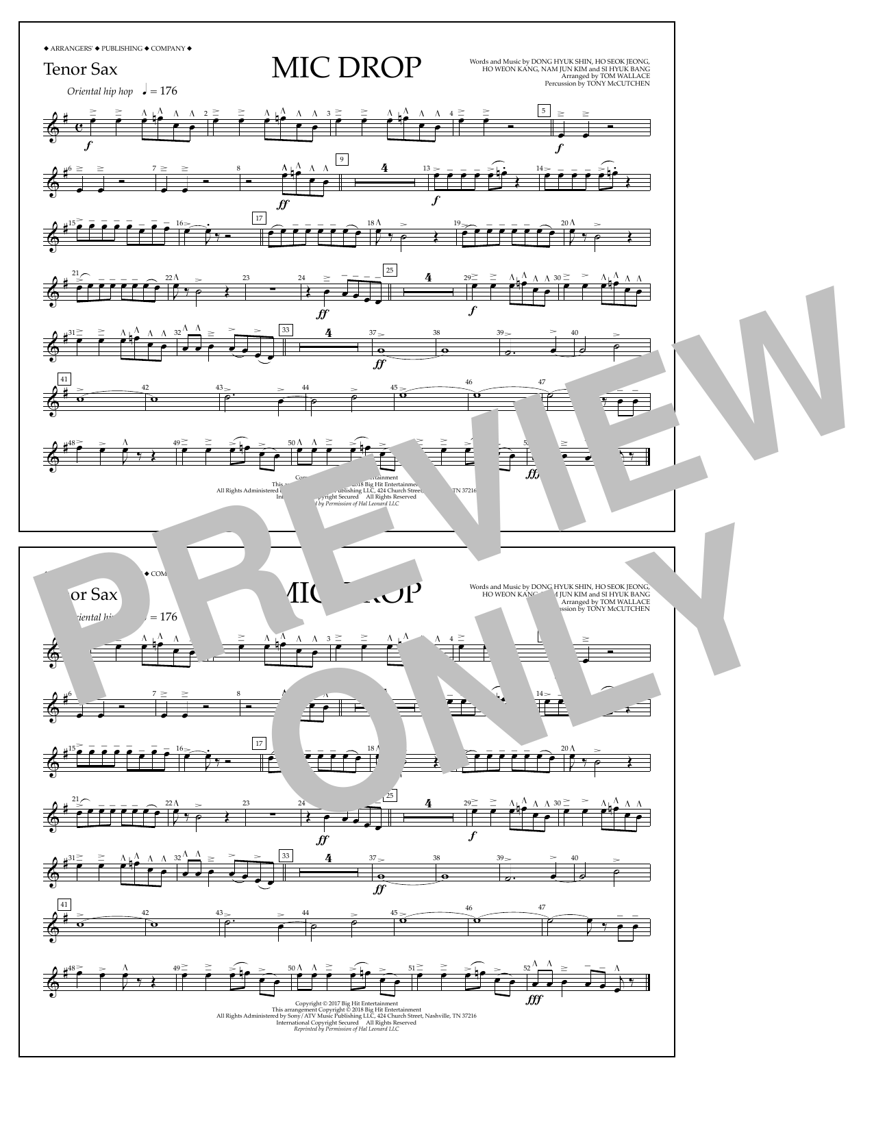 Tom Wallace Mic Drop - Tenor Sax Sheet Music Notes & Chords for Marching Band - Download or Print PDF