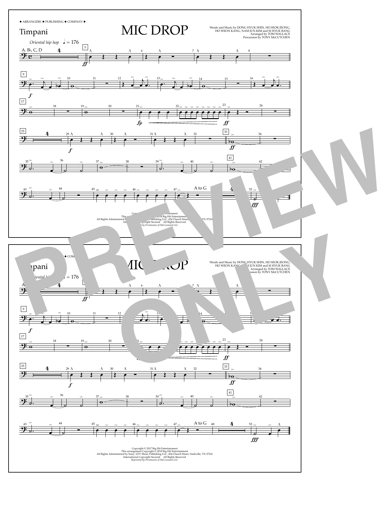 Tom Wallace Mic Drop - Timpani Sheet Music Notes & Chords for Marching Band - Download or Print PDF