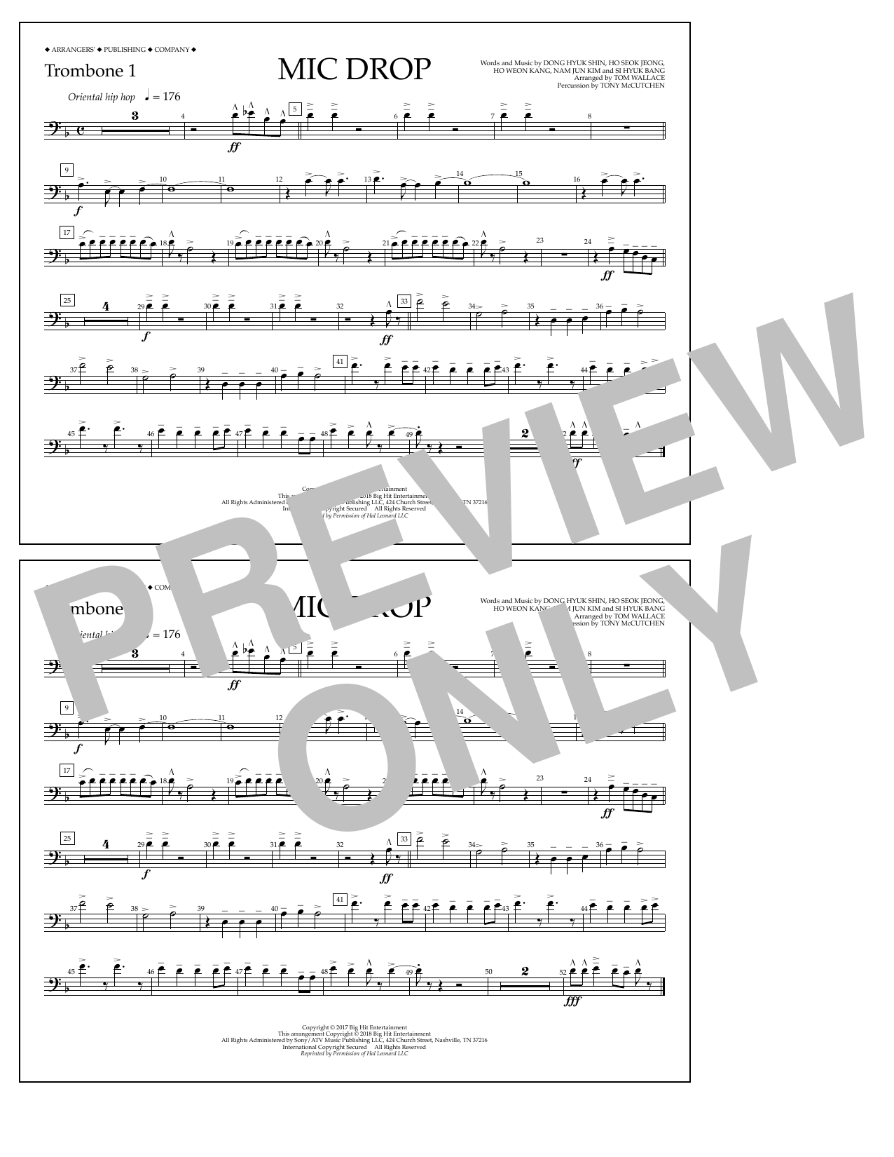 Tom Wallace Mic Drop - Trombone 1 Sheet Music Notes & Chords for Marching Band - Download or Print PDF