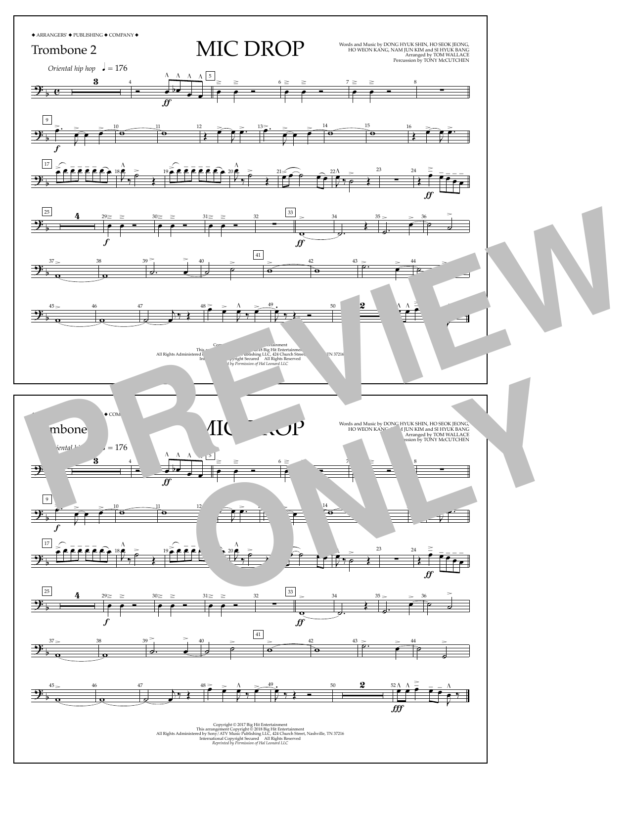 Tom Wallace Mic Drop - Trombone 2 Sheet Music Notes & Chords for Marching Band - Download or Print PDF