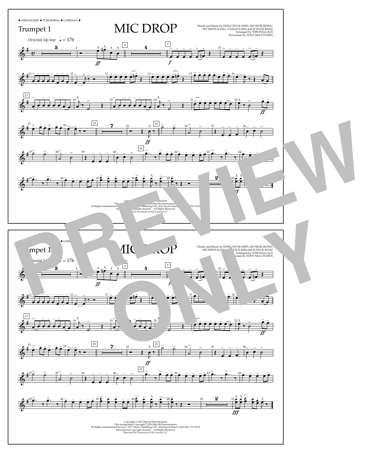 Tom Wallace Mic Drop - Trumpet 1 Sheet Music Notes & Chords for Marching Band - Download or Print PDF
