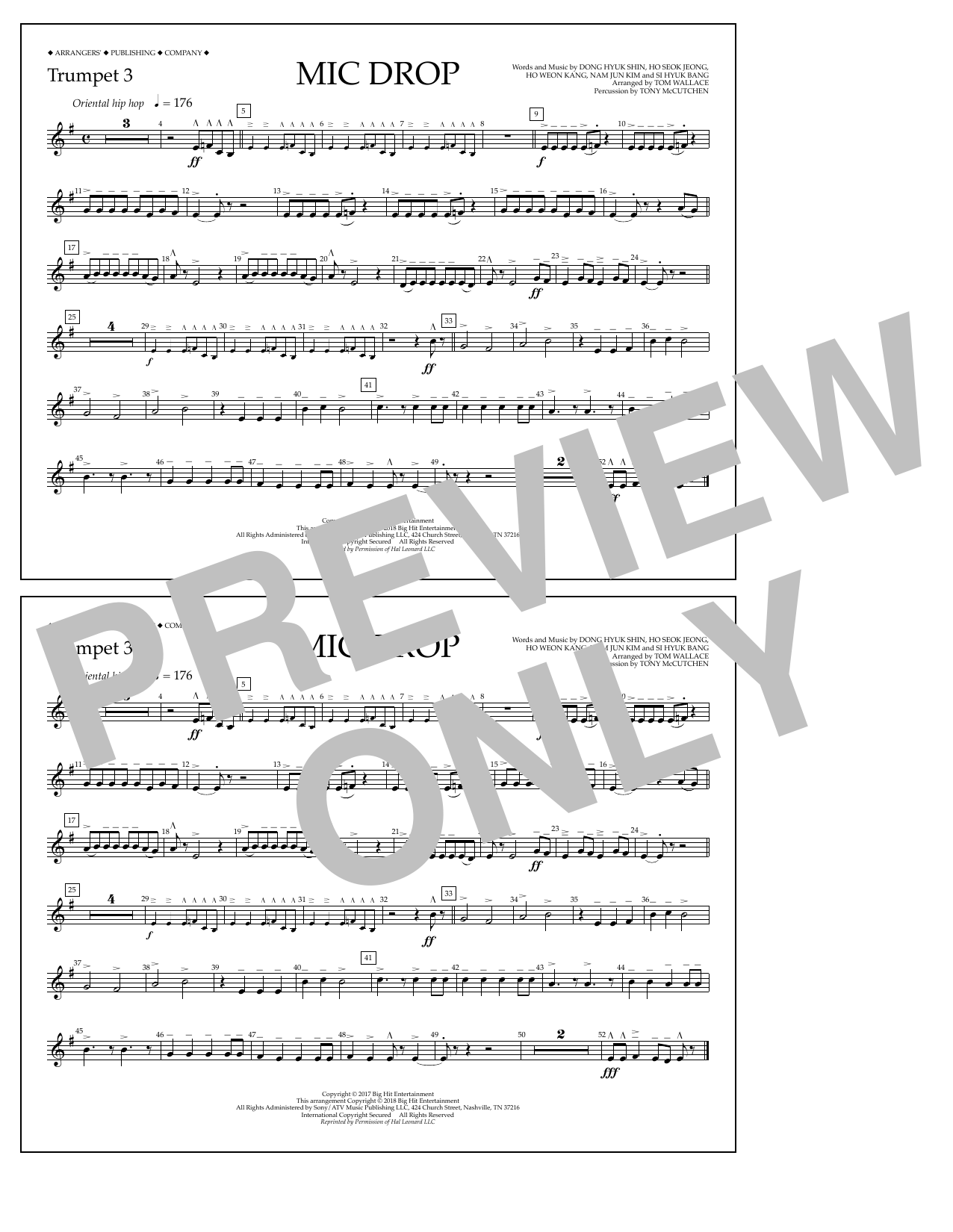 Tom Wallace Mic Drop - Trumpet 3 Sheet Music Notes & Chords for Marching Band - Download or Print PDF