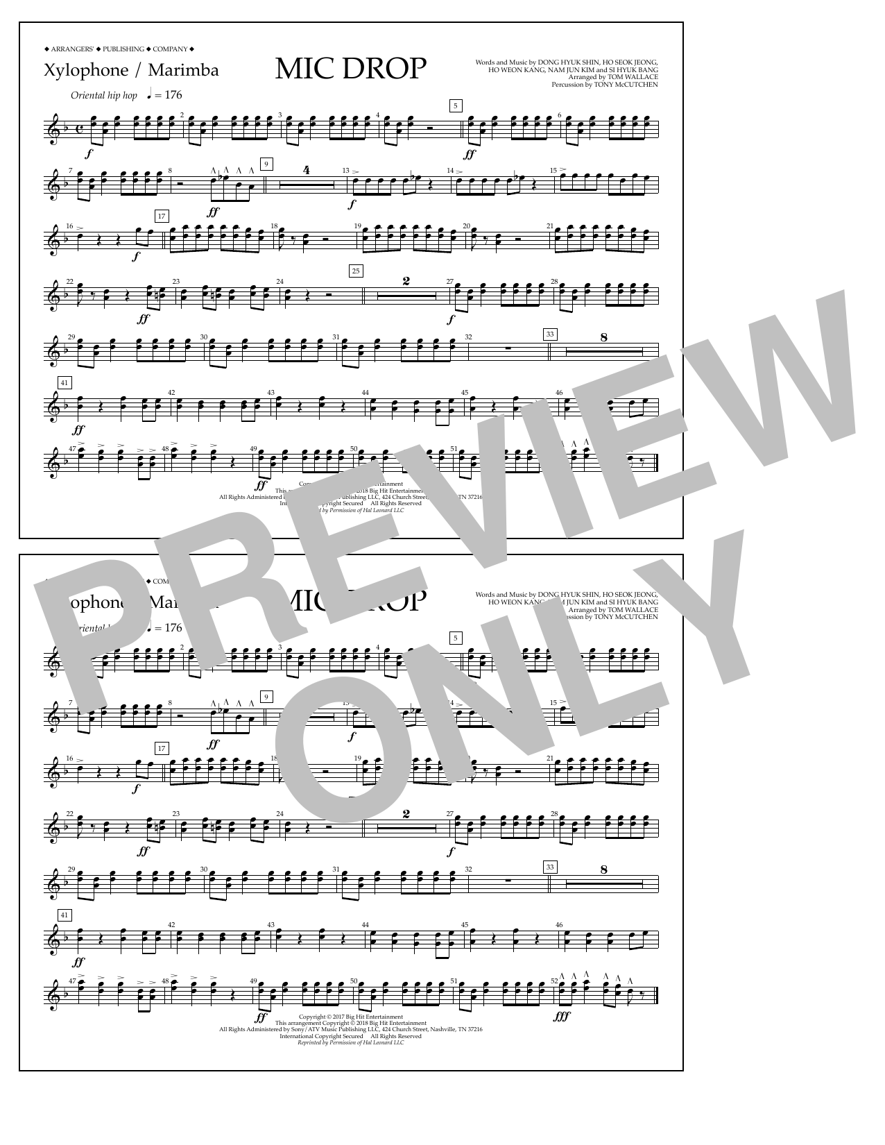 Tom Wallace Mic Drop - Xylophone/Marimba Sheet Music Notes & Chords for Marching Band - Download or Print PDF