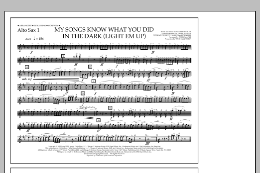Tom Wallace My Songs Know What You Did in the Dark (Light 'Em Up) - Alto Sax 1 Sheet Music Notes & Chords for Marching Band - Download or Print PDF