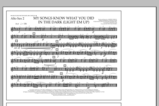 Tom Wallace My Songs Know What You Did in the Dark (Light 'Em Up) - Alto Sax 2 Sheet Music Notes & Chords for Marching Band - Download or Print PDF