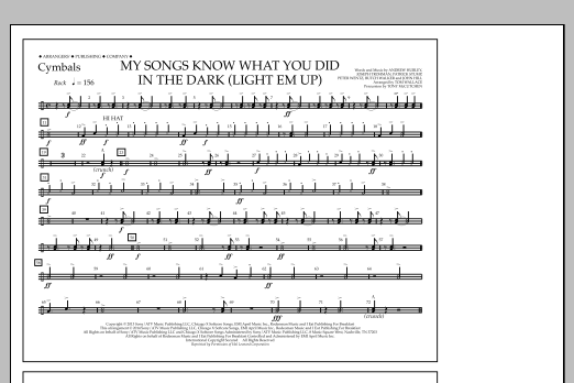 Tom Wallace My Songs Know What You Did in the Dark (Light 'Em Up) - Cymbals Sheet Music Notes & Chords for Marching Band - Download or Print PDF