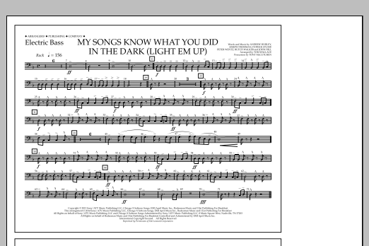 Tom Wallace My Songs Know What You Did in the Dark (Light 'Em Up) - Electric Bass Sheet Music Notes & Chords for Marching Band - Download or Print PDF