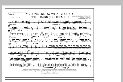 Tom Wallace My Songs Know What You Did in the Dark (Light 'Em Up) - Snare Sheet Music Notes & Chords for Marching Band - Download or Print PDF