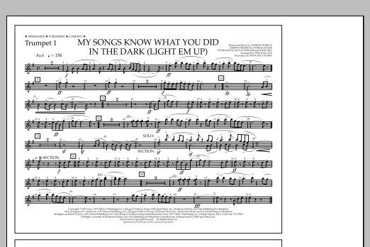 Tom Wallace My Songs Know What You Did in the Dark (Light 'Em Up) - Trumpet 1 Sheet Music Notes & Chords for Marching Band - Download or Print PDF