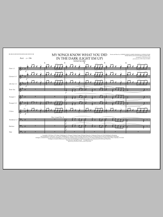 Tom Wallace My Songs Know What You Did in the Dark (Light 'Em Up) - Wind Score Sheet Music Notes & Chords for Marching Band - Download or Print PDF