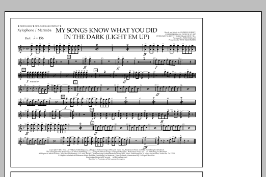 Tom Wallace My Songs Know What You Did in the Dark (Light 'Em Up) - Xylophone/Marimba Sheet Music Notes & Chords for Marching Band - Download or Print PDF