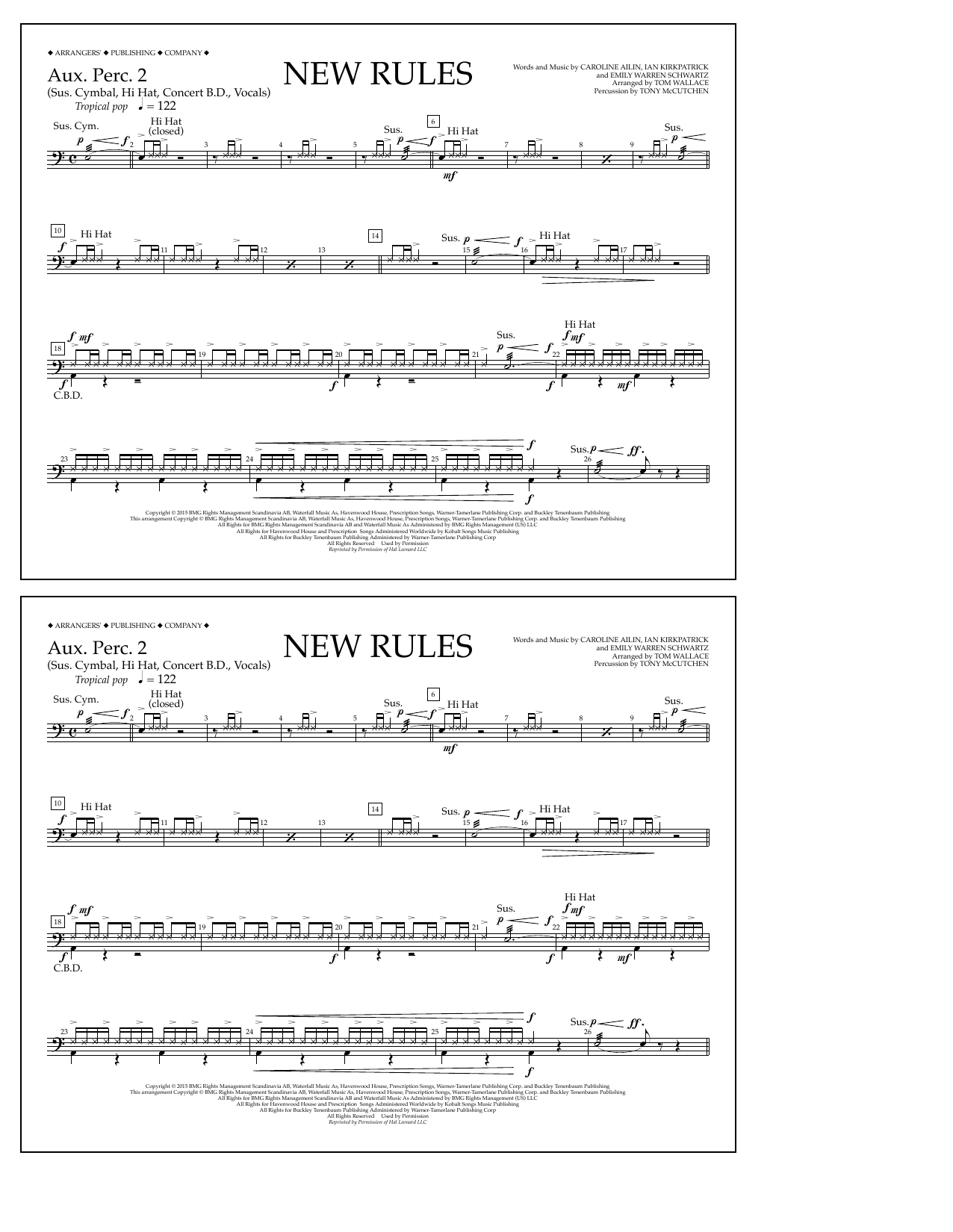 Tom Wallace New Rules - Aux. Perc. 2 Sheet Music Notes & Chords for Marching Band - Download or Print PDF