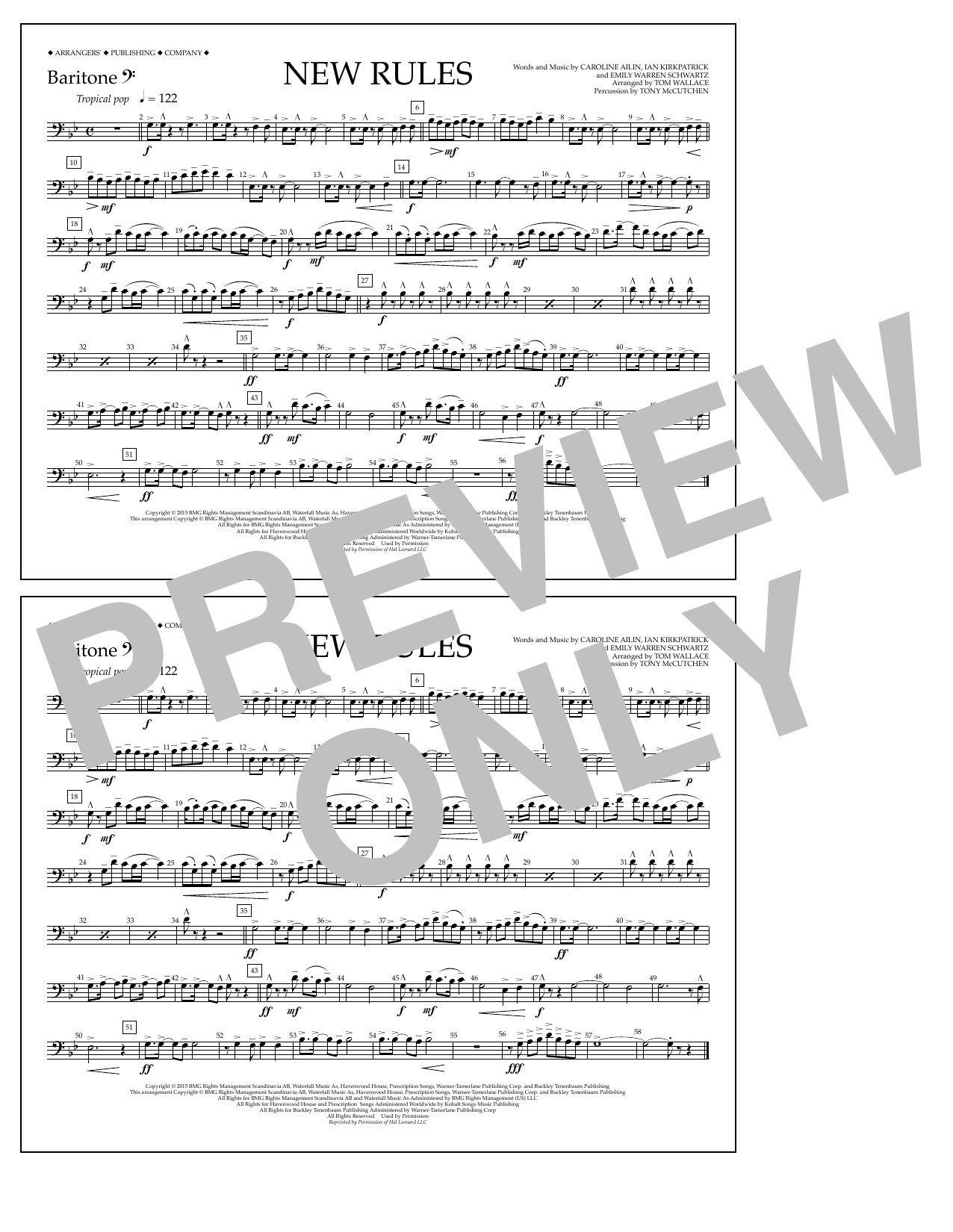 Tom Wallace New Rules - Baritone B.C. Sheet Music Notes & Chords for Marching Band - Download or Print PDF Tom Wallace New Rules - Baritone B.C. Sheet Music Notes & Chords for Marching Band - Download or Print PDF