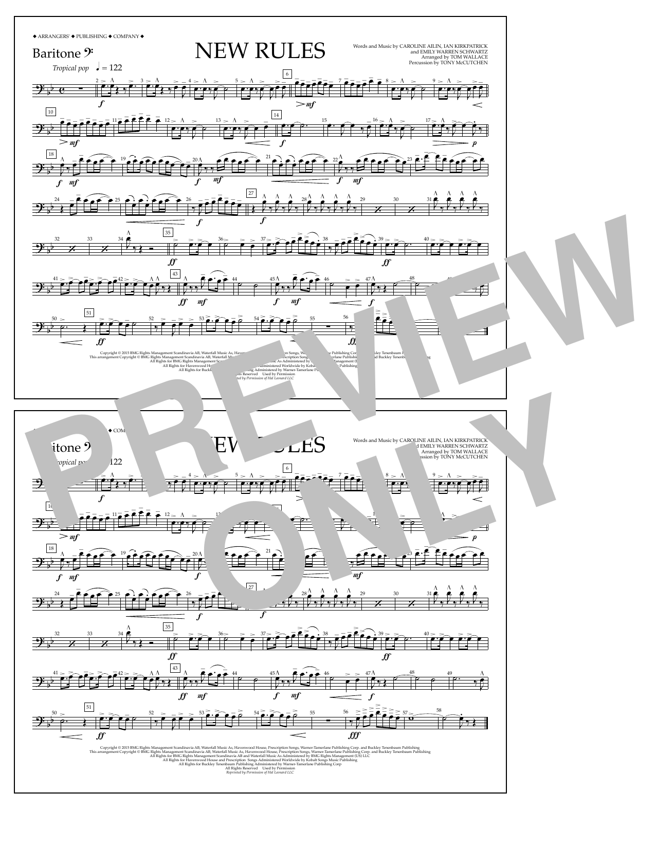 Tom Wallace New Rules - Baritone B.C. Sheet Music Notes & Chords for Marching Band - Download or Print PDF