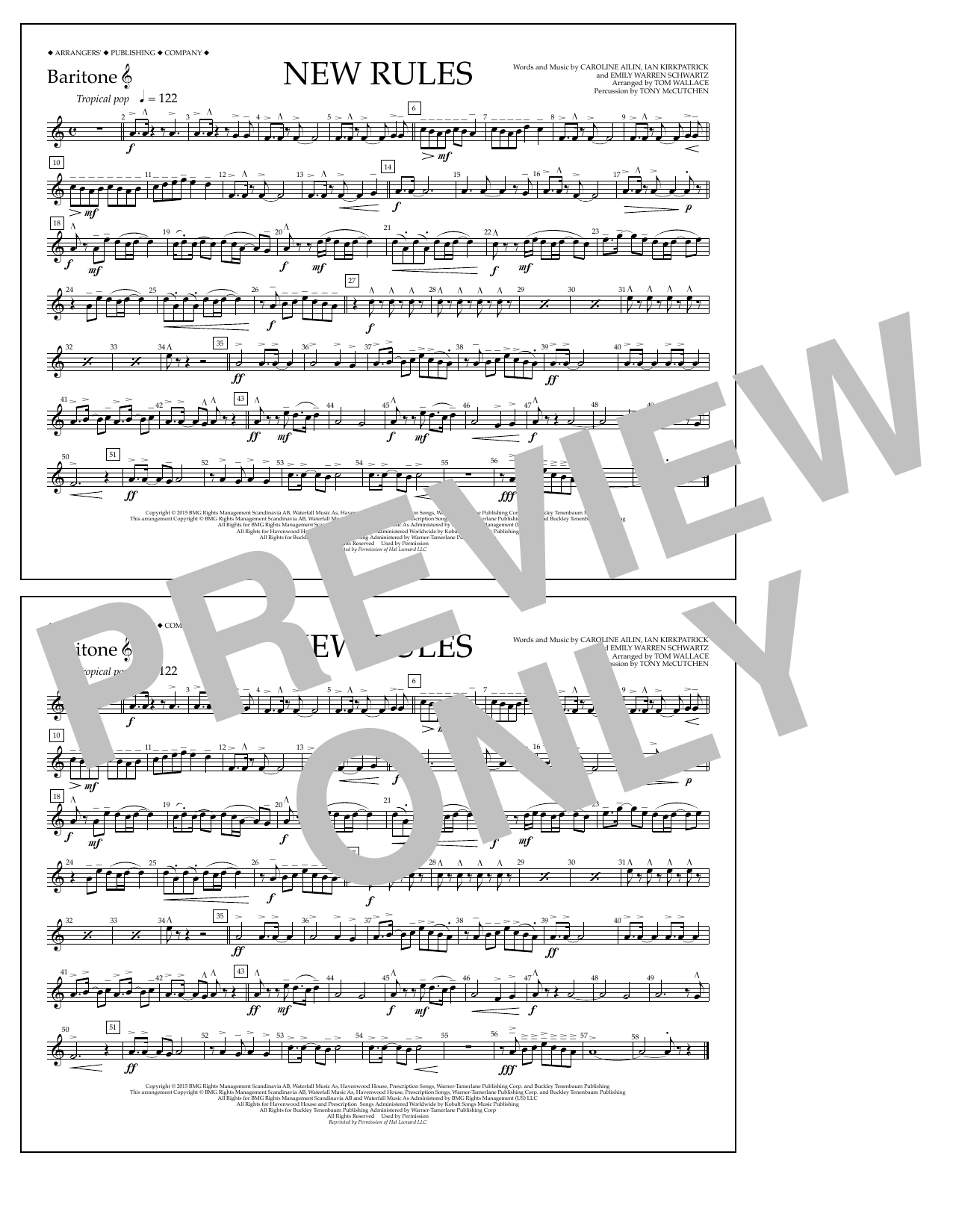 Tom Wallace New Rules - Baritone T.C. Sheet Music Notes & Chords for Marching Band - Download or Print PDF