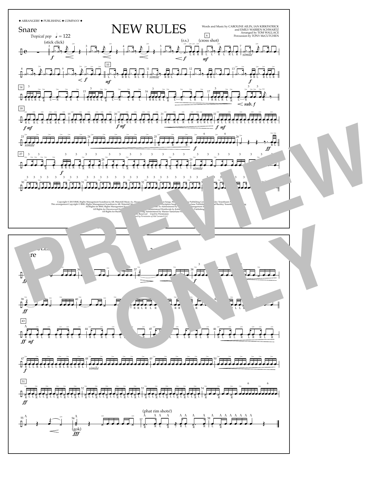 Tom Wallace New Rules - Snare Sheet Music Notes & Chords for Marching Band - Download or Print PDF