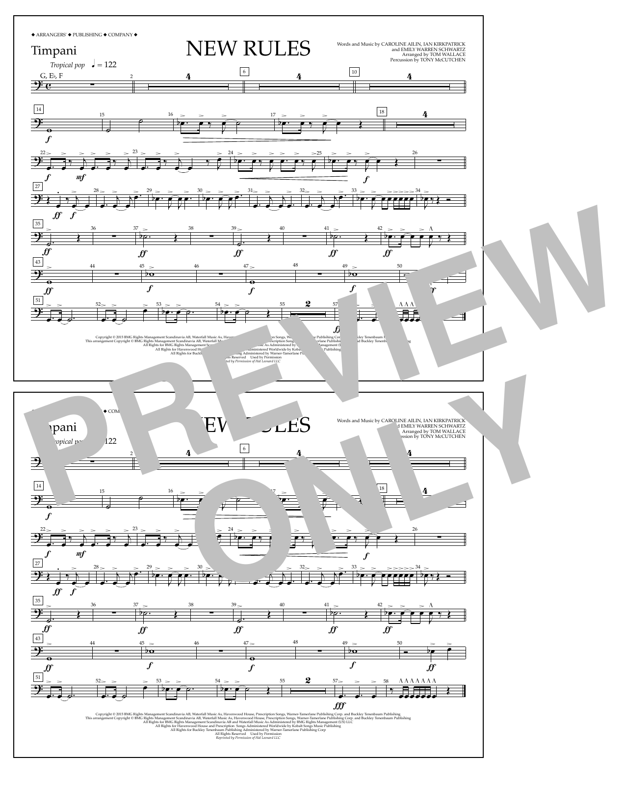 Tom Wallace New Rules - Timpani Sheet Music Notes & Chords for Marching Band - Download or Print PDF