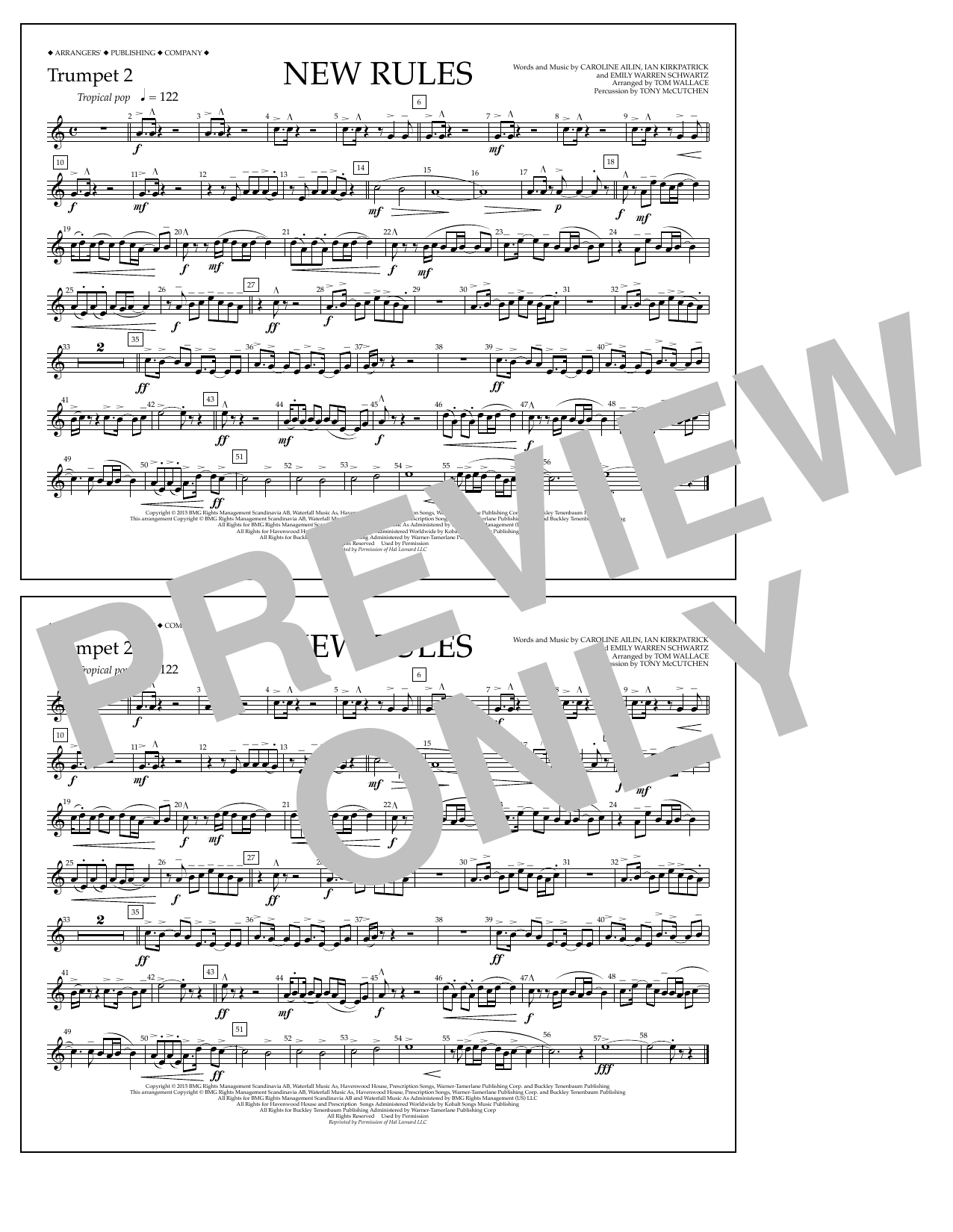 Tom Wallace New Rules - Trumpet 2 Sheet Music Notes & Chords for Marching Band - Download or Print PDF