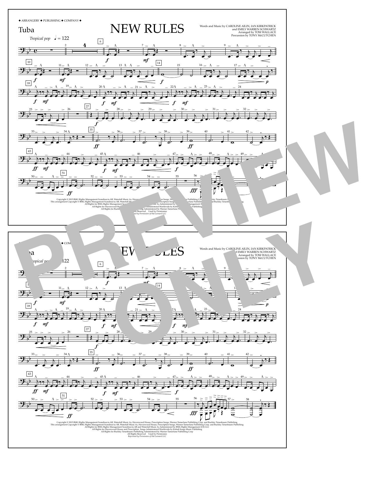 Tom Wallace New Rules - Tuba Sheet Music Notes & Chords for Marching Band - Download or Print PDF
