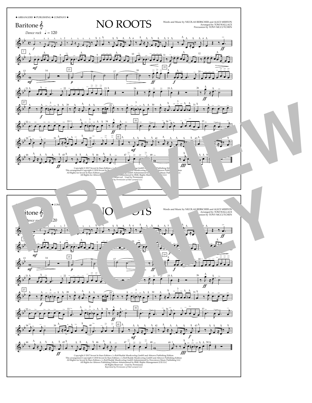 Tom Wallace No Roots - Baritone T.C. Sheet Music Notes & Chords for Marching Band - Download or Print PDF
