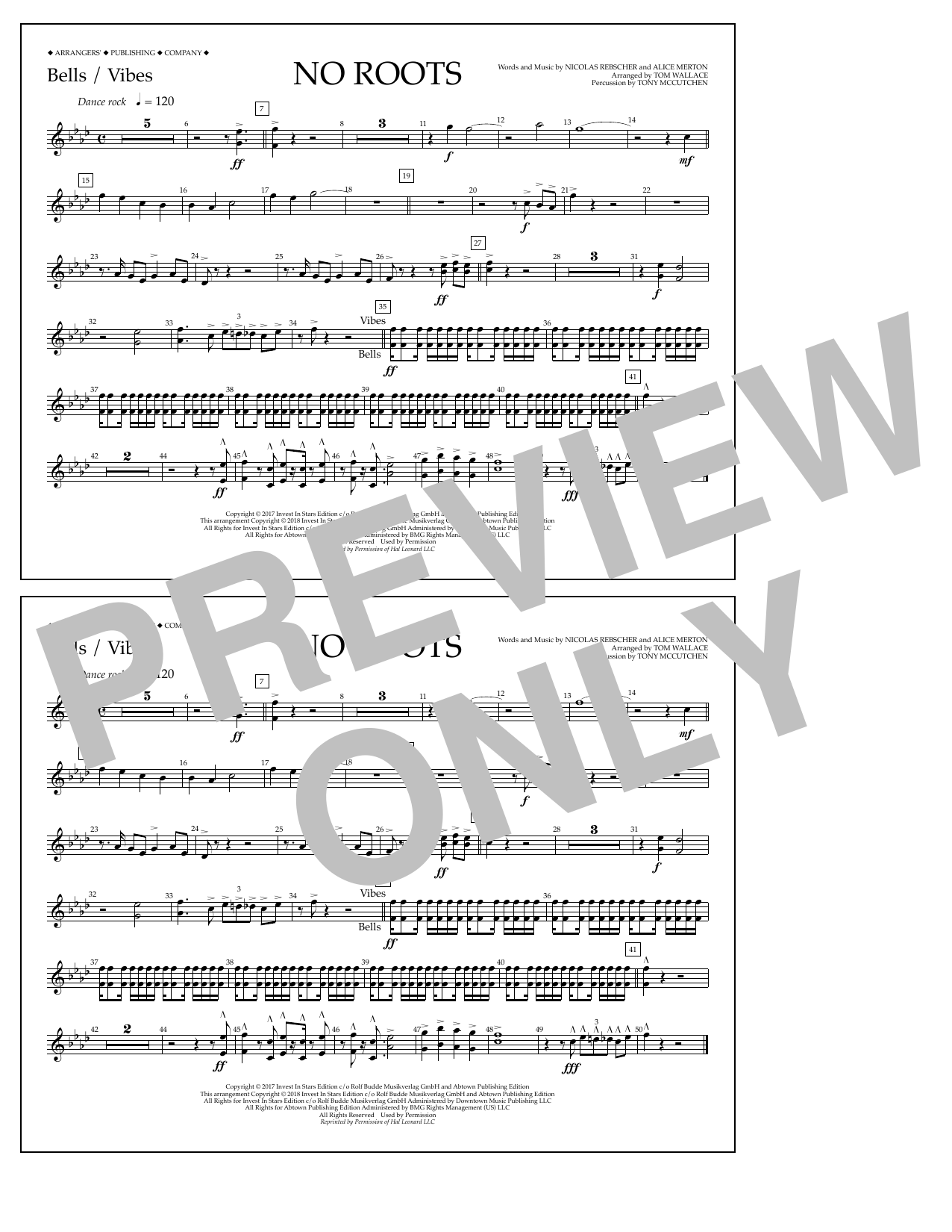 Tom Wallace No Roots - Bells/Vibes Sheet Music Notes & Chords for Marching Band - Download or Print PDF Tom Wallace No Roots - Bells/Vibes Sheet Music Notes & Chords for Marching Band - Download or Print PDF