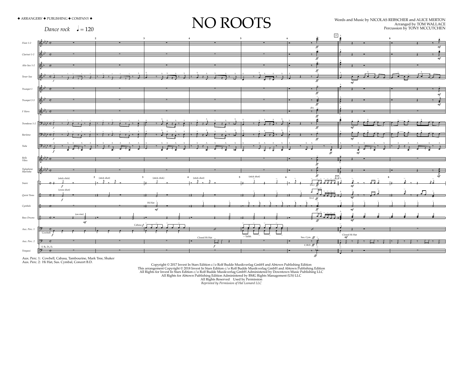 Tom Wallace No Roots - Full Score Sheet Music Notes & Chords for Marching Band - Download or Print PDF