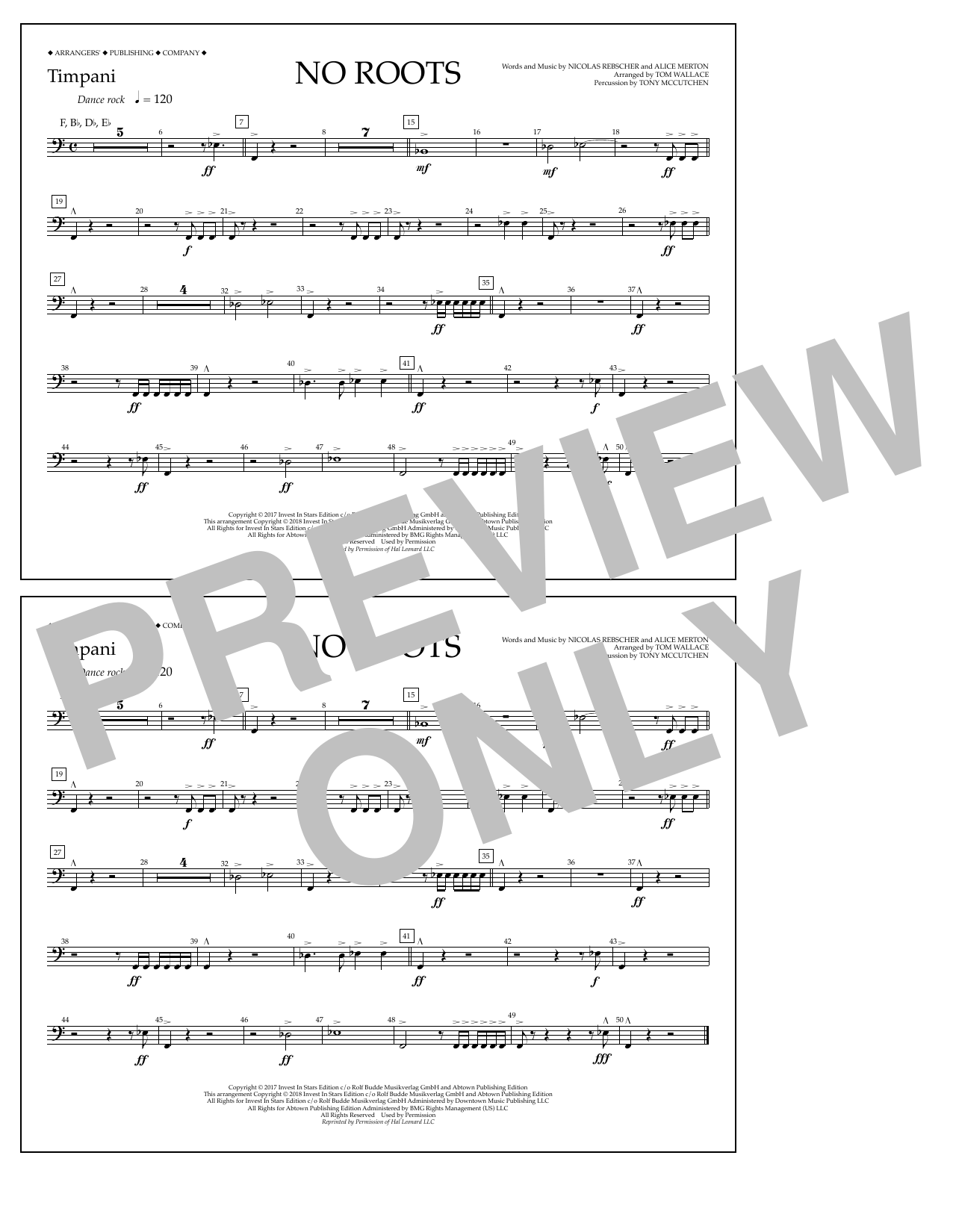 Tom Wallace No Roots - Timpani Sheet Music Notes & Chords for Marching Band - Download or Print PDF