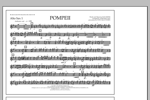 Tom Wallace Pompeii - Alto Sax 1 Sheet Music Notes & Chords for Marching Band - Download or Print PDF