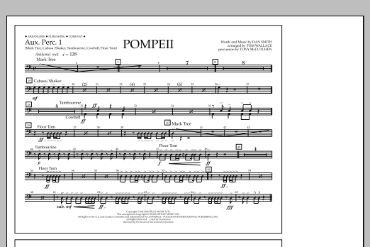 Tom Wallace Pompeii - Aux. Perc. 1 Sheet Music Notes & Chords for Marching Band - Download or Print PDF