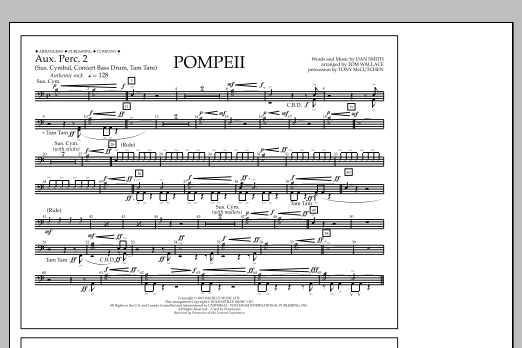 Tom Wallace Pompeii - Aux. Perc. 2 Sheet Music Notes & Chords for Marching Band - Download or Print PDF