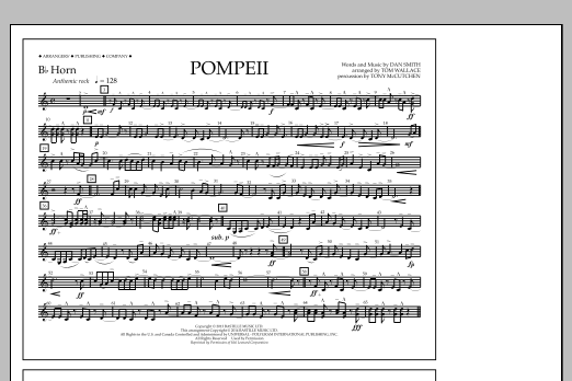 Tom Wallace Pompeii - Bb Horn Sheet Music Notes & Chords for Marching Band - Download or Print PDF