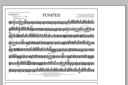 Tom Wallace Pompeii - Clarinet 1 Sheet Music Notes & Chords for Marching Band - Download or Print PDF