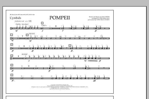 Tom Wallace Pompeii - Cymbals Sheet Music Notes & Chords for Marching Band - Download or Print PDF