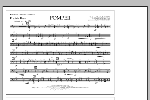 Tom Wallace Pompeii - Electric Bass Sheet Music Notes & Chords for Marching Band - Download or Print PDF