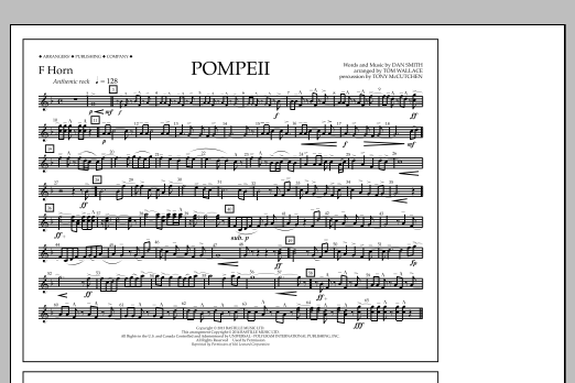 Tom Wallace Pompeii - F Horn Sheet Music Notes & Chords for Marching Band - Download or Print PDF