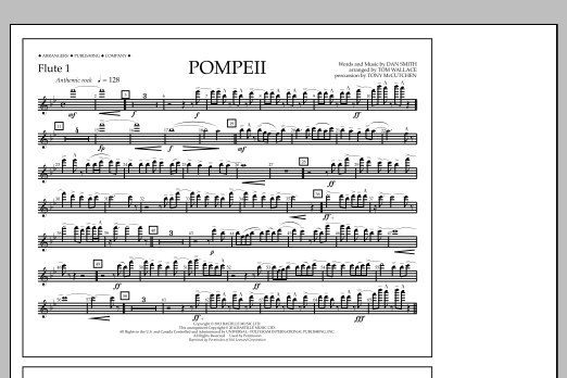Tom Wallace Pompeii - Flute 1 Sheet Music Notes & Chords for Marching Band - Download or Print PDF