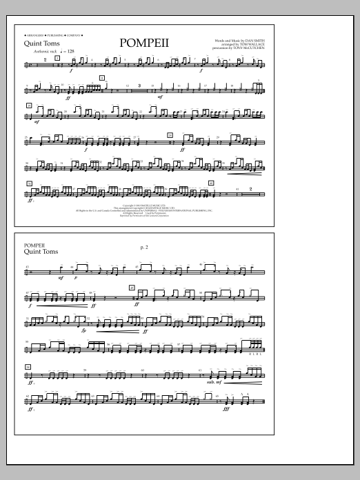 Tom Wallace Pompeii - Quint-Toms Sheet Music Notes & Chords for Marching Band - Download or Print PDF