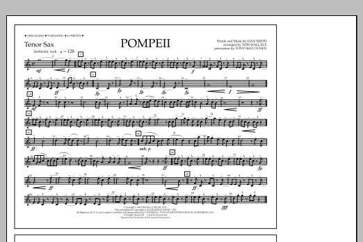 Tom Wallace Pompeii - Tenor Sax Sheet Music Notes & Chords for Marching Band - Download or Print PDF