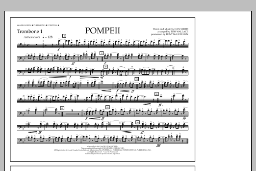 Tom Wallace Pompeii - Trombone 1 Sheet Music Notes & Chords for Marching Band - Download or Print PDF