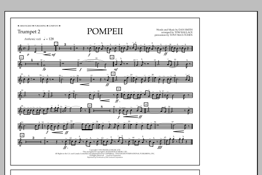 Tom Wallace Pompeii - Trumpet 2 Sheet Music Notes & Chords for Marching Band - Download or Print PDF
