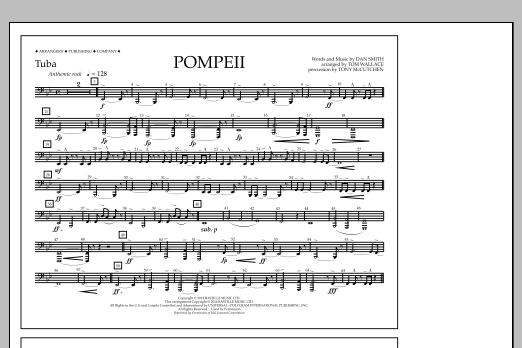 Tom Wallace Pompeii - Tuba Sheet Music Notes & Chords for Marching Band - Download or Print PDF