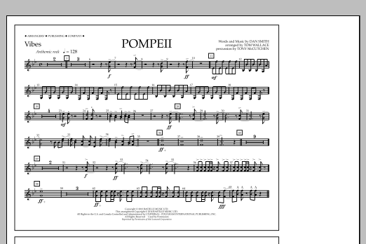 Tom Wallace Pompeii - Vibes Sheet Music Notes & Chords for Marching Band - Download or Print PDF