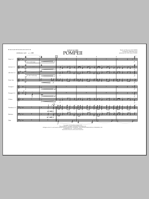 Tom Wallace Pompeii - Wind Score Sheet Music Notes & Chords for Marching Band - Download or Print PDF